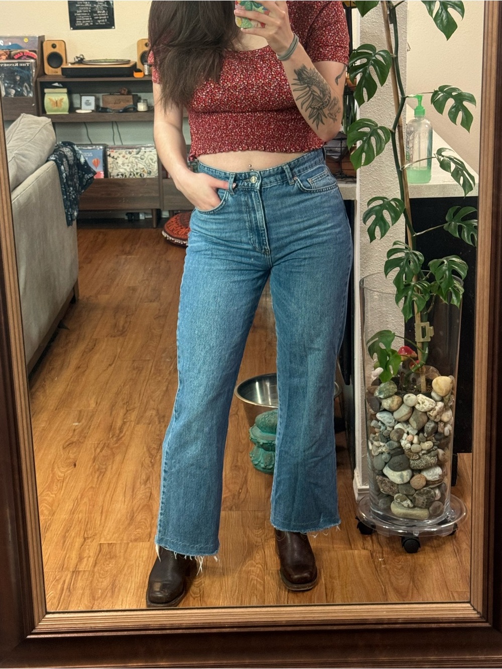 Stradivarius Blue High-Rise Straight Leg Jeans
